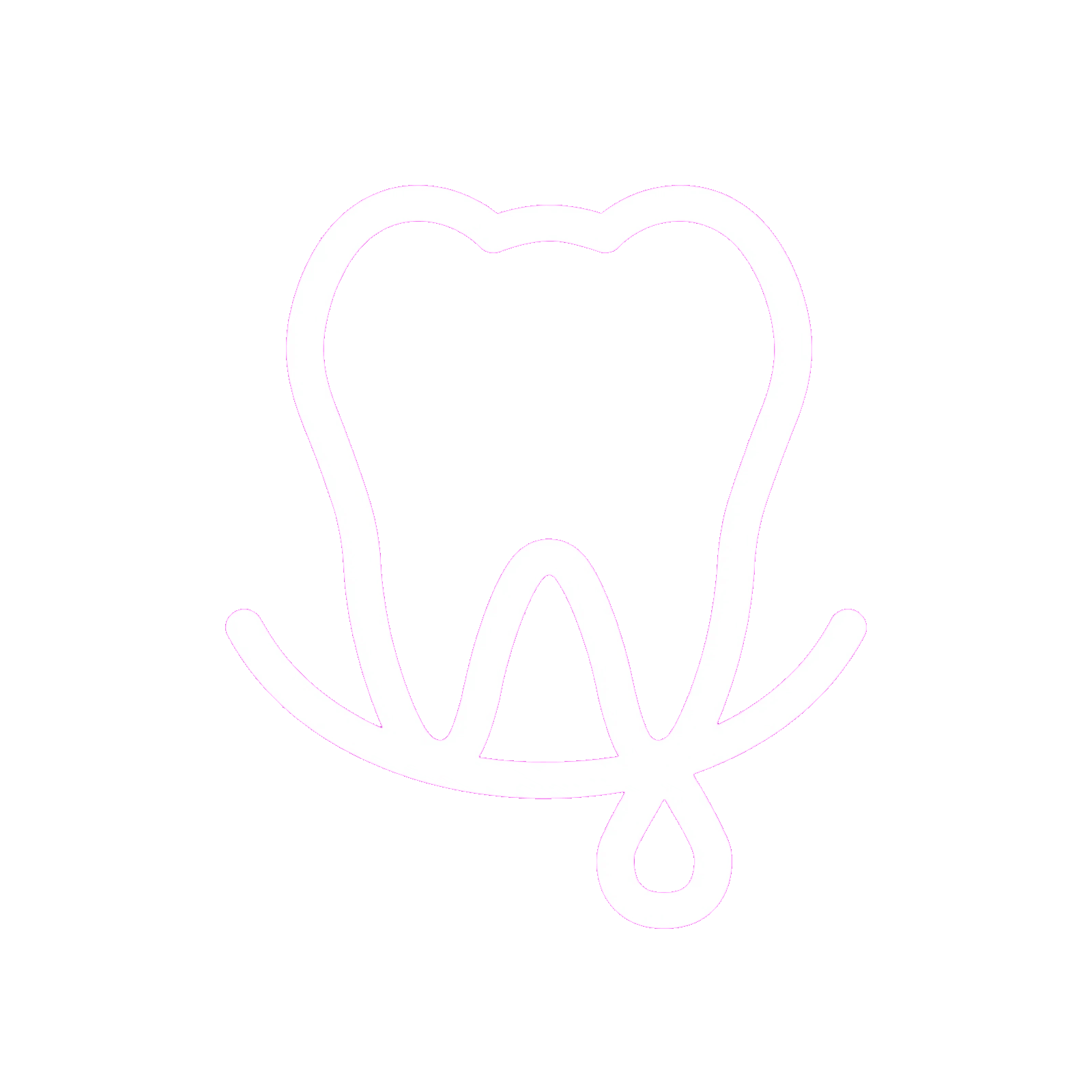 Tooth icon showing bleeding or inflamed gums caused by gum disease.